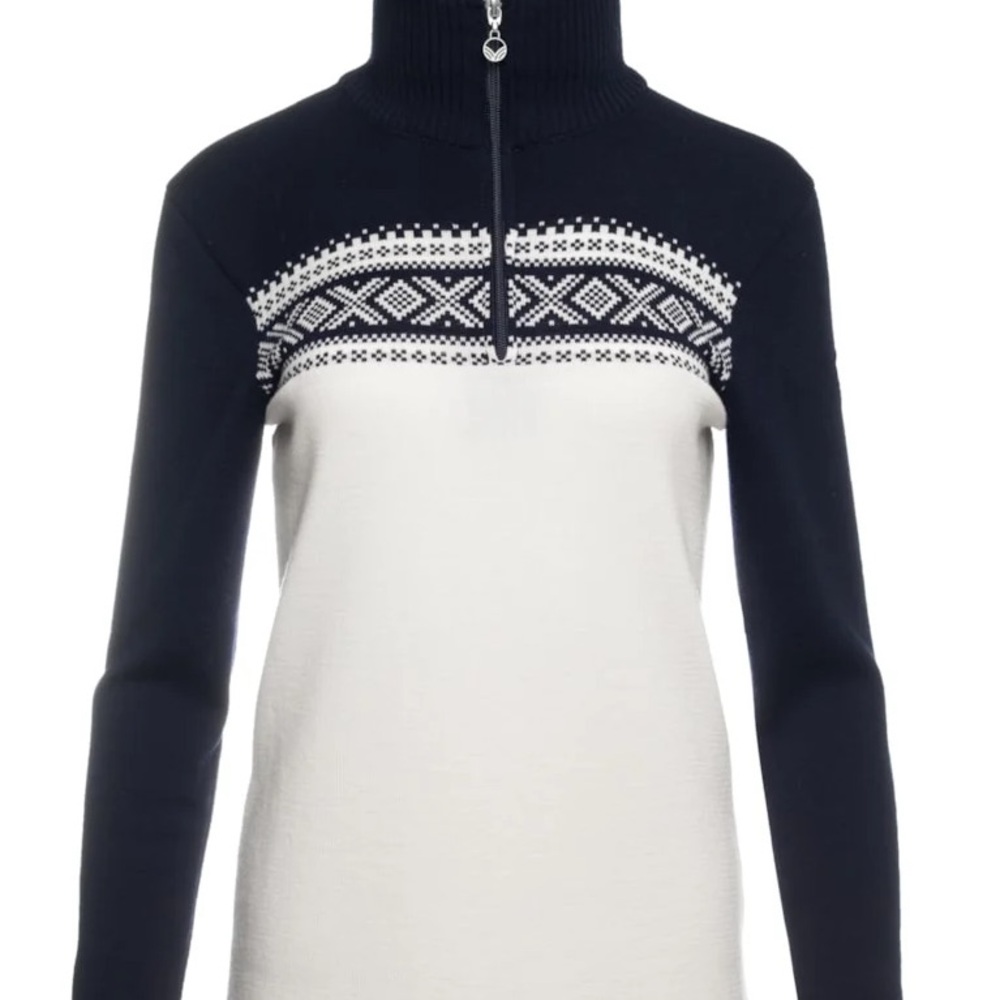 Dale of Norway Dalestølen Merino Wool, 1/4 zip sweater, navy/white, Women’s XL
